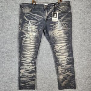 NWT Blind Trust Jeans Mens Slim Fit Distressed Acid Wash Black Size 46x33